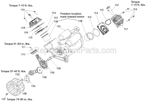 Page A Diagram and Parts List for CPFC2TV3520W Type 1 Porter Cable Compressor